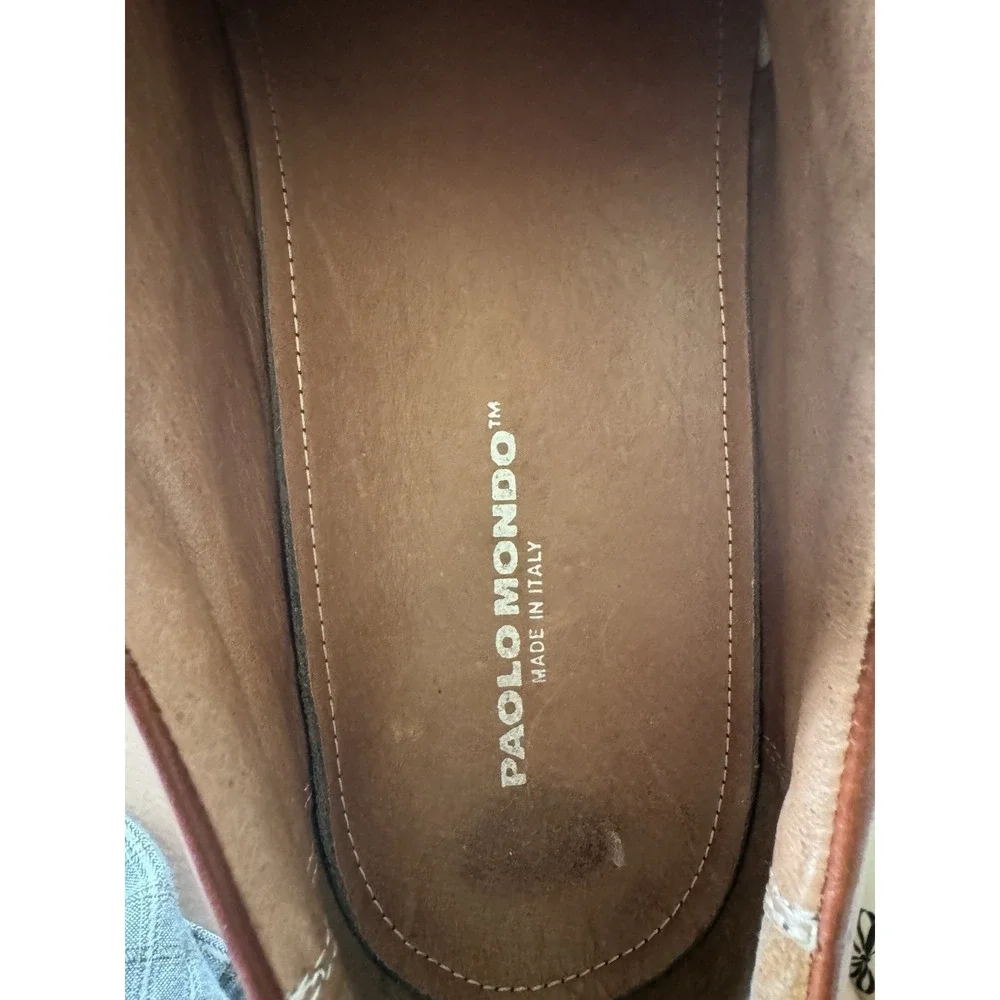Paolo Mondo Men's 11M Brown Leather Dress Oxford Derby Shoes Made In Italy 53087